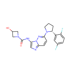 O=C(Nc1cnc2ccc(N3CCC[C@@H]3c3cc(F)ccc3F)nn12)N1CC(O)C1 ZINC000118237930