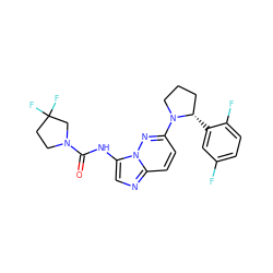 O=C(Nc1cnc2ccc(N3CCC[C@@H]3c3cc(F)ccc3F)nn12)N1CCC(F)(F)C1 ZINC000118241591