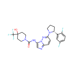 O=C(Nc1cnc2ccc(N3CCC[C@@H]3c3cc(F)ccc3F)nn12)N1CCC(O)(C(F)(F)F)CC1 ZINC000118241172