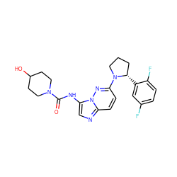 O=C(Nc1cnc2ccc(N3CCC[C@@H]3c3cc(F)ccc3F)nn12)N1CCC(O)CC1 ZINC000118241190