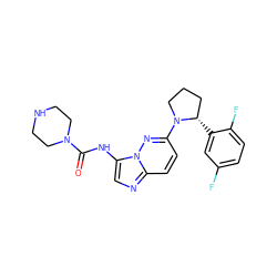 O=C(Nc1cnc2ccc(N3CCC[C@@H]3c3cc(F)ccc3F)nn12)N1CCNCC1 ZINC000118237792