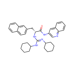 O=C(Nc1cnc2ccccc2c1)[C@@H](Cc1ccc2ccccc2c1)N/C(=N/C1CCCCC1)NC1CCCCC1 ZINC000027180127