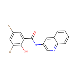 O=C(Nc1cnc2ccccc2c1)c1cc(Br)cc(Br)c1O ZINC000064528234