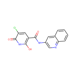 O=C(Nc1cnc2ccccc2c1)c1cc(Cl)c(=O)[nH]c1O ZINC000064526987