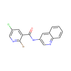 O=C(Nc1cnc2ccccc2c1)c1cc(Cl)cnc1Br ZINC000064513361