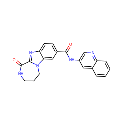 O=C(Nc1cnc2ccccc2c1)c1ccc2nc3n(c2c1)CCCNC3=O ZINC000147078846