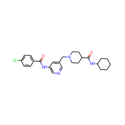 O=C(Nc1cncc(CN2CCC(C(=O)NC3CCCCC3)CC2)c1)c1ccc(Cl)cc1 ZINC001772589950