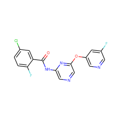 O=C(Nc1cncc(Oc2cncc(F)c2)n1)c1cc(Cl)ccc1F ZINC000299827362