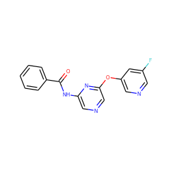 O=C(Nc1cncc(Oc2cncc(F)c2)n1)c1ccccc1 ZINC000299825655