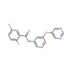 O=C(Nc1cncc(Oc2cncnc2)c1)c1cc(Cl)ccc1F ZINC000096175656