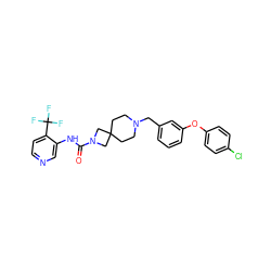 O=C(Nc1cnccc1C(F)(F)F)N1CC2(CCN(Cc3cccc(Oc4ccc(Cl)cc4)c3)CC2)C1 ZINC000103260685