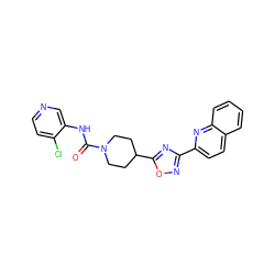 O=C(Nc1cnccc1Cl)N1CCC(c2nc(-c3ccc4ccccc4n3)no2)CC1 ZINC000072179115