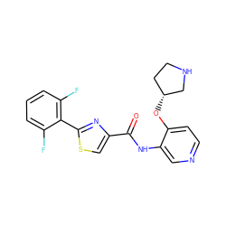 O=C(Nc1cnccc1O[C@@H]1CCNC1)c1csc(-c2c(F)cccc2F)n1 ZINC000205515025