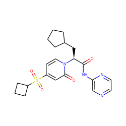 O=C(Nc1cnccn1)[C@H](CC1CCCC1)n1ccc(S(=O)(=O)C2CCC2)cc1=O ZINC000071296044