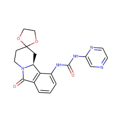 O=C(Nc1cnccn1)Nc1cccc2c1[C@@H]1CC3(CCN1C2=O)OCCO3 ZINC000116939303