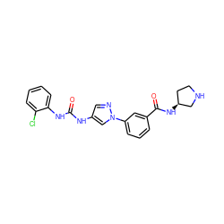 O=C(Nc1cnn(-c2cccc(C(=O)N[C@H]3CCNC3)c2)c1)Nc1ccccc1Cl ZINC000299838336