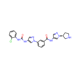 O=C(Nc1cnn(-c2cccc(C(=O)Nc3cnn([C@H]4CCNC4)c3)c2)c1)Nc1ccccc1Cl ZINC000219083663