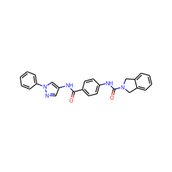 O=C(Nc1cnn(-c2ccccc2)c1)c1ccc(NC(=O)N2Cc3ccccc3C2)cc1 ZINC000166621254