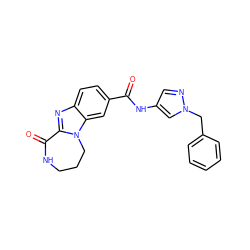 O=C(Nc1cnn(Cc2ccccc2)c1)c1ccc2nc3n(c2c1)CCCNC3=O ZINC000147126872