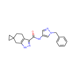 O=C(Nc1cnn(Cc2ccccc2)c1)c1n[nH]c2c1CCC1(CC1)C2 ZINC000169329938