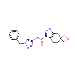 O=C(Nc1cnn(Cc2ccccc2)c1)c1n[nH]c2c1CCC1(COC1)C2 ZINC000143802315