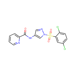 O=C(Nc1cnn(S(=O)(=O)c2cc(Cl)ccc2Cl)c1)c1ccccn1 ZINC000116773367