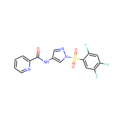 O=C(Nc1cnn(S(=O)(=O)c2cc(F)c(F)cc2F)c1)c1ccccn1 ZINC000198775444