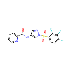 O=C(Nc1cnn(S(=O)(=O)c2ccc(F)c(F)c2F)c1)c1ccccn1 ZINC000116775764