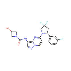 O=C(Nc1cnn2ccc(N3CC(F)(F)C[C@@H]3c3cccc(F)c3)nc12)N1CC(O)C1 ZINC000118409941