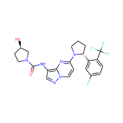 O=C(Nc1cnn2ccc(N3CCC[C@@H]3c3cc(F)ccc3C(F)(F)F)nc12)N1CC[C@@H](O)C1 ZINC000118386912