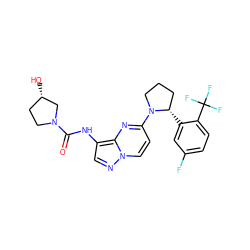 O=C(Nc1cnn2ccc(N3CCC[C@@H]3c3cc(F)ccc3C(F)(F)F)nc12)N1CC[C@H](O)C1 ZINC000068204855