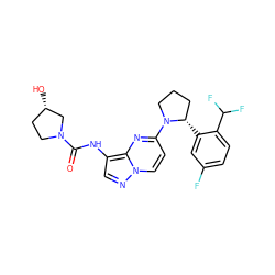 O=C(Nc1cnn2ccc(N3CCC[C@@H]3c3cc(F)ccc3C(F)F)nc12)N1CC[C@H](O)C1 ZINC000118393182