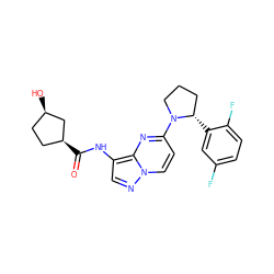 O=C(Nc1cnn2ccc(N3CCC[C@@H]3c3cc(F)ccc3F)nc12)[C@H]1CC[C@@H](O)C1 ZINC000118402360