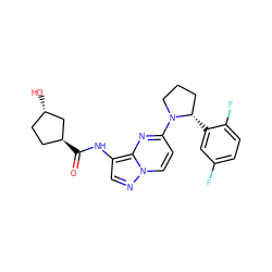 O=C(Nc1cnn2ccc(N3CCC[C@@H]3c3cc(F)ccc3F)nc12)[C@H]1CC[C@H](O)C1 ZINC000118393895