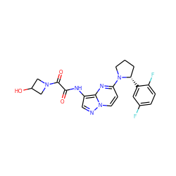 O=C(Nc1cnn2ccc(N3CCC[C@@H]3c3cc(F)ccc3F)nc12)C(=O)N1CC(O)C1 ZINC000118389425