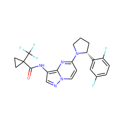 O=C(Nc1cnn2ccc(N3CCC[C@@H]3c3cc(F)ccc3F)nc12)C1(C(F)(F)F)CC1 ZINC000118394820