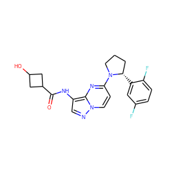 O=C(Nc1cnn2ccc(N3CCC[C@@H]3c3cc(F)ccc3F)nc12)C1CC(O)C1 ZINC000118398197