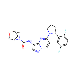 O=C(Nc1cnn2ccc(N3CCC[C@@H]3c3cc(F)ccc3F)nc12)N1C[C@@H]2C[C@H]1CO2 ZINC000118400570