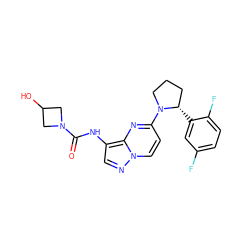 O=C(Nc1cnn2ccc(N3CCC[C@@H]3c3cc(F)ccc3F)nc12)N1CC(O)C1 ZINC000118396141