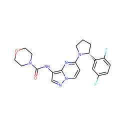 O=C(Nc1cnn2ccc(N3CCC[C@@H]3c3cc(F)ccc3F)nc12)N1CCOCC1 ZINC000118403301