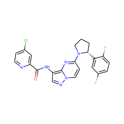 O=C(Nc1cnn2ccc(N3CCC[C@@H]3c3cc(F)ccc3F)nc12)c1cc(Cl)ccn1 ZINC000118393954