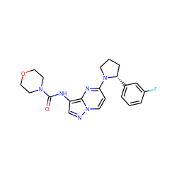 O=C(Nc1cnn2ccc(N3CCC[C@@H]3c3cccc(F)c3)nc12)N1CCOCC1 ZINC000118402335