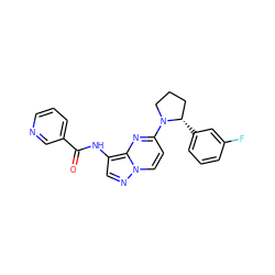 O=C(Nc1cnn2ccc(N3CCC[C@@H]3c3cccc(F)c3)nc12)c1cccnc1 ZINC000118402736