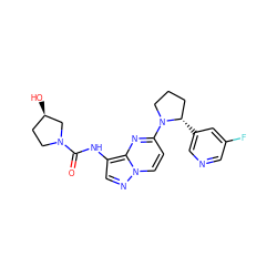 O=C(Nc1cnn2ccc(N3CCC[C@@H]3c3cncc(F)c3)nc12)N1CC[C@@H](O)C1 ZINC000118398321