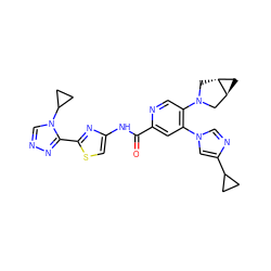 O=C(Nc1csc(-c2nncn2C2CC2)n1)c1cc(-n2cnc(C3CC3)c2)c(N2C[C@@H]3C[C@H]3C2)cn1 ZINC001772602006