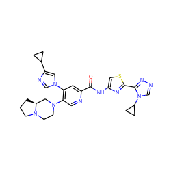 O=C(Nc1csc(-c2nncn2C2CC2)n1)c1cc(-n2cnc(C3CC3)c2)c(N2CCN3CCC[C@H]3C2)cn1 ZINC001772573552