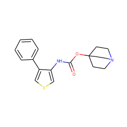 O=C(Nc1cscc1-c1ccccc1)OC12CCN(CC1)CC2 ZINC000169327481