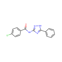 O=C(Nc1n[nH]c(-c2ccccc2)n1)c1ccc(Cl)cc1 ZINC000012983311