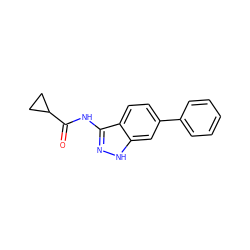 O=C(Nc1n[nH]c2cc(-c3ccccc3)ccc12)C1CC1 ZINC000013538577