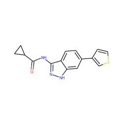 O=C(Nc1n[nH]c2cc(-c3ccsc3)ccc12)C1CC1 ZINC000013538625